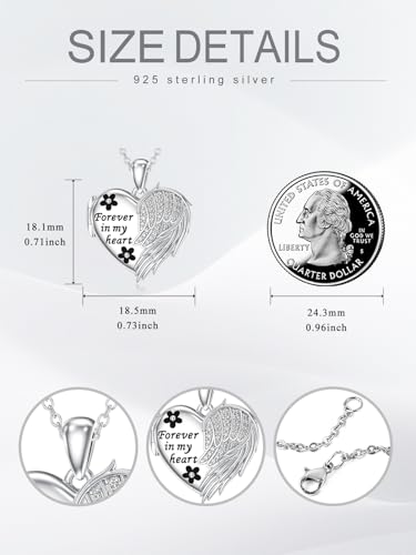 Dorunmo Personalized Locket Necklace 925 Sterling Silver that Holds Pictures Butterfly Birthstone Photo Heart Locket Custom Jewelry Congratulations New Beginnings New Job Gifts for Women - color: Angel Wing, style: Only Locket