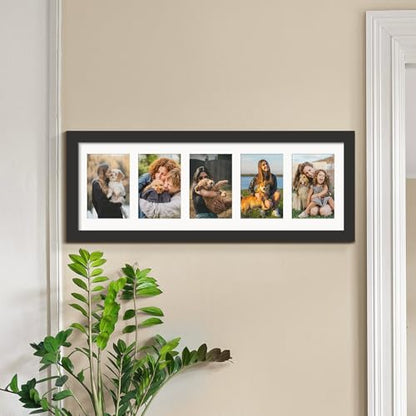 DUENPY 8x24 Collage Frame For 5 4x6 Photos Black - color: Black, size: 8x24（4x6 opening）