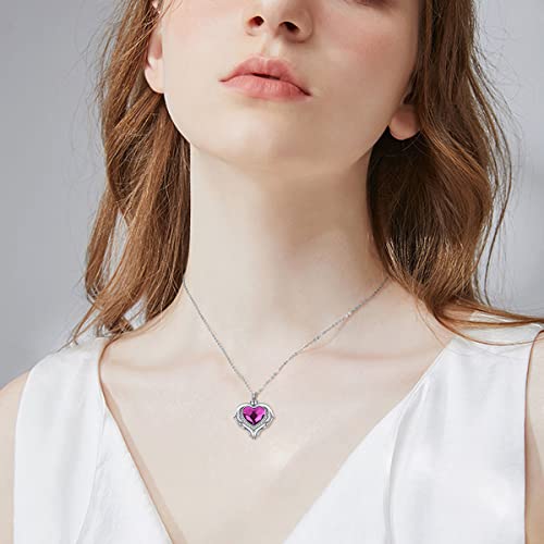 AOBOCO 925 Sterling Silver Angel Wing Heart Cremation Urn Necklace Holds Loved Ones Ashes, Memorial Keepsake Cremation Jewelry Necklace for Women - color: Silver with Purple Heart