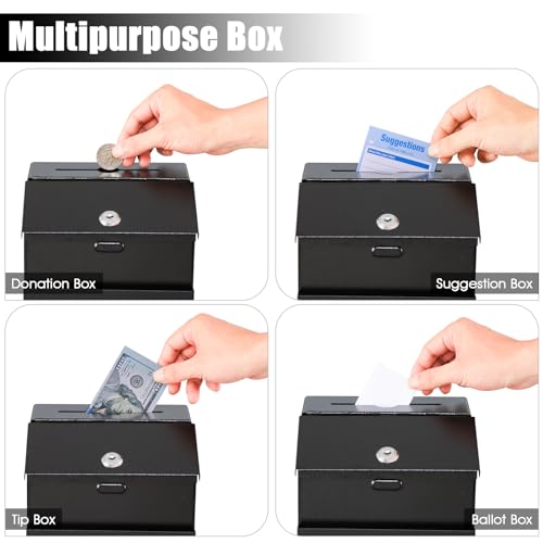 KYODOLED Suggestion Box with Slot and Lock, 100 Suggestion Cards, 2Pack - color: Black-03, size: 8 x 5.7 x 7 Inch