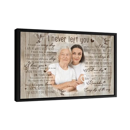 Awesometik Custom I Never Left You Canvas Print, Personalized Memorial Canvas Gifts Custom Photo For Loved One, Sympathy Gift