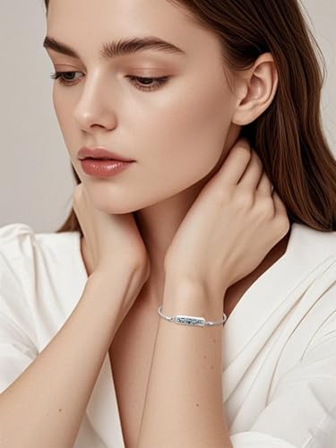 WINNICACA Urn Bracelet for Ashes 925 Sterling Silver Abalone Shell Sunflower/Butterfly/Turtle Cremation Jewelry for Ashes Keepsake Pendant Locket Bracelet for Women Gifts - style: Dragonfly Urn Bracelet
