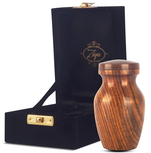 ZIYA Wooden Small Keepsake Cremation Urn for Human Ashes with Black Velvet Case - Memorials Mini Sharing Personal Funeral Urn for Pet or Human Ashes Token - size: Single-Keepsake