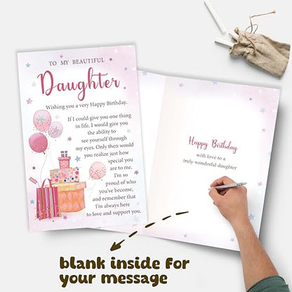 Birthday Card for Daughter from Mom or Dad, Happy Birthday Card Gift for Adult Daughter Her, Heartfelt Love and Encouragement Greeting - color: Daughter