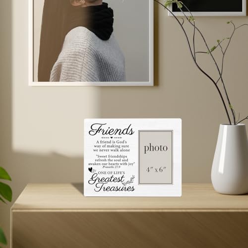 Zauly Best Friends Wood Picture Frame, Friendship Gifts for Women Men | Friends Gifts for Birthday Christmas Graduation, Friendship Picture Frames, 4 x 6 Inch Photo - color: Friends
