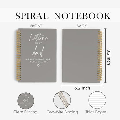 Letters to My Dad Spiral Notebook, Memorial Gifts for Loss of Dad Journal, Sympathy Bereavement Grieving 5.5"x8.3" 164Pages Lined Notebooks College Ruled Gifts for Loss of Father - color: letters dad