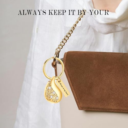 Hearbeingt Teardrop Urn Keychain for Ashes Tree of Life Cremation Jewelry - color: A-gold