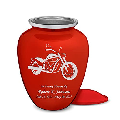 Adult Personalized Motorcycle Cremation Urns for Human Ashes I Large Bright Red Funeral Urn for Men and Women I 200 lbs - color: Bright Red