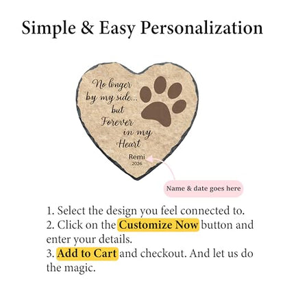 Personalized Dog Memorial Stone, No Longer by My Side Heart Plaque, Pet Loss Gift for Dogs Headstone (S-009) - color: S-009