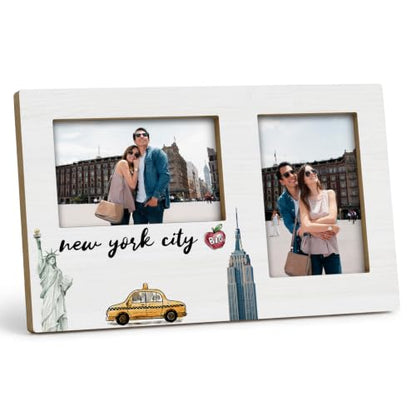 New York Double Picture Frame 4x6, New York Gifts Two Photo Frame - color: color-14