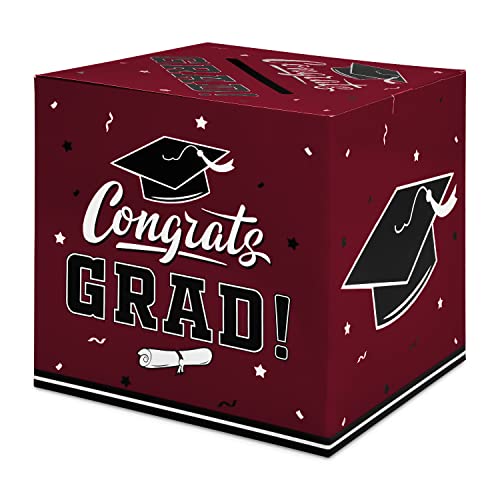 Gatherfun Graduation Party Favors Gift Decor Card Box Supplies Maroon - color: Maroon