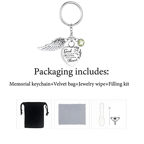 Heart Urn Necklace for Ashes Cremation Jewelry Urn Keychain for Ashes with Birthstone Cremation Keychain - color: June