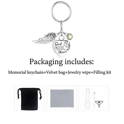 Heart Urn Necklace for Ashes Cremation Jewelry Urn Keychain for Ashes with Birthstone Cremation Keychain - color: June