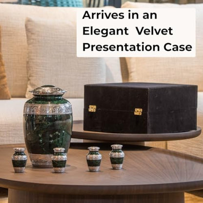 GR8 Keepsakes Classic Green Marble-Finish Cremation Urn Set - color: Green