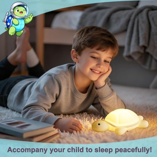 Turtle Night Light, Sea Turtle Gifts, Cute Soft Silicone Squishy LED Lamp with 7 RGB Colors, Dimmable, Timer, Touch Control, Living Bedroom Decor - style: Turtle