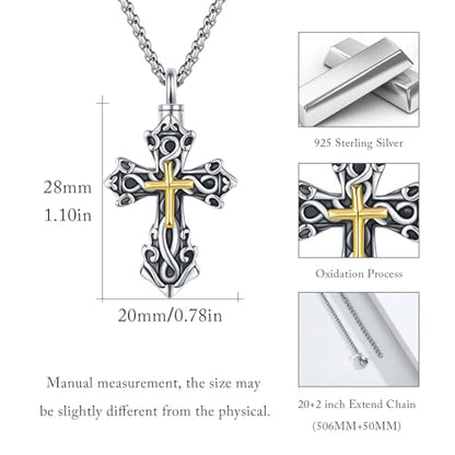 925 Sterling Silver Celtic Cross Urn Necklace for Ashes - color: silver-c