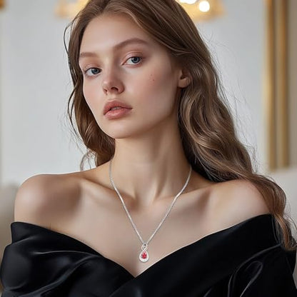 Infinity Urn Necklace for Ashes Sterling Silver Heart Moonstone Turquoise Birthstone Keepsake Memorial Cremation Jewelry for Women - style: Infinity A-07-Jul.-Ruby