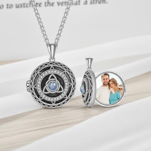 925 Sterling Silver Pictures Locket Necklace for Women Men - color: Black plated 2