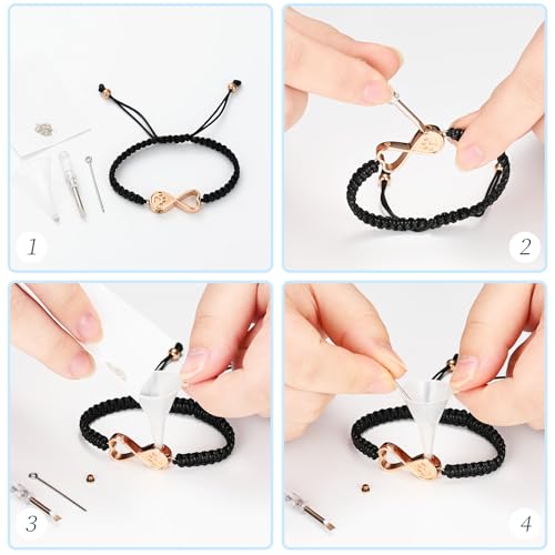 Infinity Heart Urn Bracelet for Ashes Paw Print Cremation Jewelry Stainless Steel Adjustable Braided Rope Bangle Bracelets Keepsake Memorial Jewelry for Loved Ones with Fill Tool - color: Rose Gold
