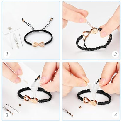 Infinity Heart Urn Bracelet for Ashes Paw Print Cremation Jewelry Stainless Steel Adjustable Braided Rope Bangle Bracelets Keepsake Memorial Jewelry for Loved Ones with Fill Tool - color: Rose Gold