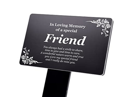 Friend Memorial Remembrance Plaque Stake - Black, Waterproof, Outdoor, Grave Marker, Tribute, Plant Marker (Black)