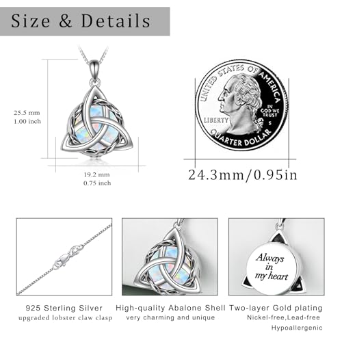 WINNICACA Celtic Knot Necklace 925 Sterling Silver Celtic Pendant Irish Urn Necklace Jewelry Birthday Anniversary Valentine's Day Gifts for Her Women Wife Girlfriend Daughter - style: 2-Celtic Knot Urn Necklace(White Opal)