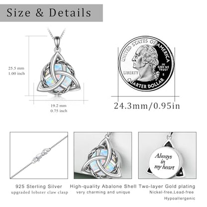 WINNICACA Celtic Knot Necklace 925 Sterling Silver Celtic Pendant Irish Urn Necklace Jewelry Birthday Anniversary Valentine's Day Gifts for Her Women Wife Girlfriend Daughter - style: 2-Celtic Knot Urn Necklace(White Opal)