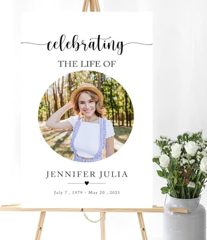 Personalized Funeral Welcome Sign With Image - Celebration of Life Welcome Sign - Funeral Welcome Sign - Memorial Sign Poster - Celebration Of Life Sign - Funeral Photo Sign - In Loving Memory Sign - color: Multi 1