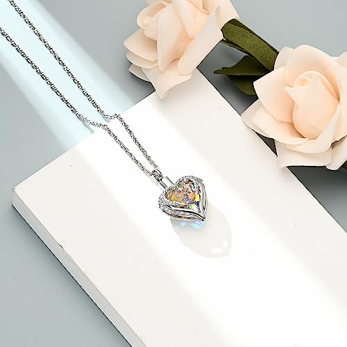 shajwo Angel Wing Heart Urn Necklace for Ashes - color: Silver-Aurora