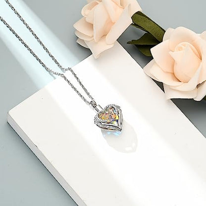 shajwo Angel Wing Heart Urn Necklace for Ashes - color: Silver-Aurora