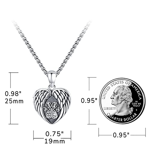 Picture Locket Necklace for Women Men Rose 14K Real Gold 925 Sterling Silver Jewelry Heart Locket Necklace that Holds Pictures Tree of Life Viking Wolf Celtic Knot St Christopher St Michael Pendant - color: H-Heart Paw Photo Locket Necklaces