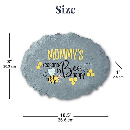 Let's Make Memories Personalized Reasons To Bee Happy Garden Stone - Large Garden Stone - 10" Diameter - color: Bee Happy, size: Large