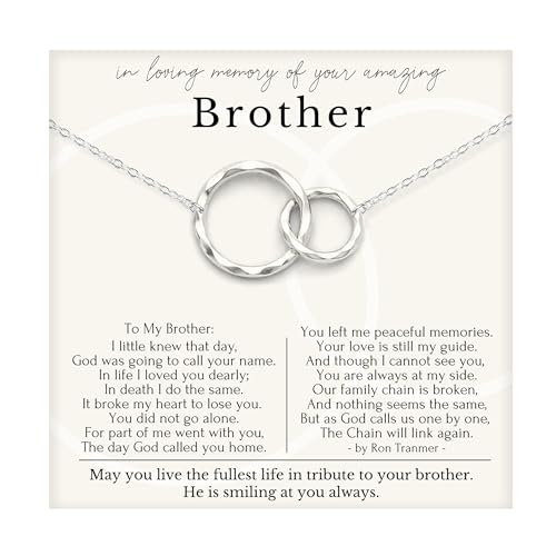 HOPE LOVE SHINE Sympathy Gift for Loss of Loved One - Remembrance, Bereavement, Memorial Necklace, Jewelry 16+2", 14k Gold Plated Sterling Silver - color: Sterling Silver, style: BROTHER