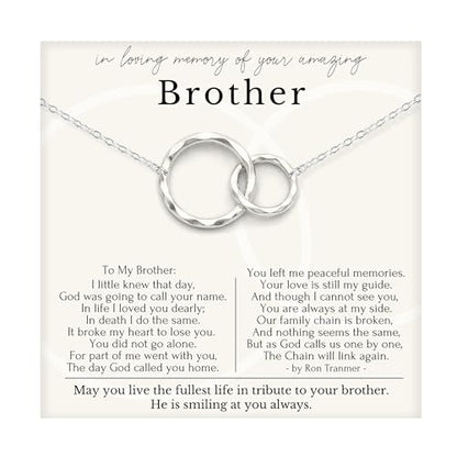 HOPE LOVE SHINE Sympathy Gift for Loss of Loved One - Remembrance, Bereavement, Memorial Necklace, Jewelry 16+2", 14k Gold Plated Sterling Silver - color: Sterling Silver, style: BROTHER