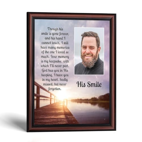 Memorial Gifts for Loss of Husband, Sympathy Gift, His Smile In Memory of Loved One, Picture Frames for Sympathy Gift Baskets, Bereavement Gifts for Loss of Father, Loss of Son Condolence Gift, 5031W | Sympathy Gifts for Loss of Father, In Memory of Dad,