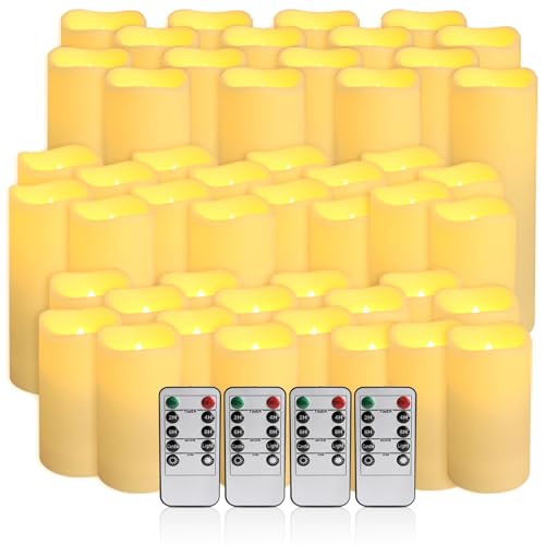 48- Pack of 3 Sizes of LED Flameless Candles.This Candle is Suitable for café, Fancy Restaurant, Bookstore and Other Scenes to Create a Relaxing and Romantic Atmosphere. - color: 4Ivory-48Pack