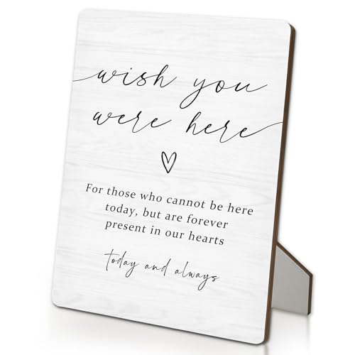 Wedding Memorial Sign, Wish You Were Here Wooden Stand Sign 5"X7", in Loving Memory Signs, Memorial Wedding Table Decorations, Memory Gifts for Loss Loved Ones(5x7 Inch) - color: Wish 02, size: 5"X7"