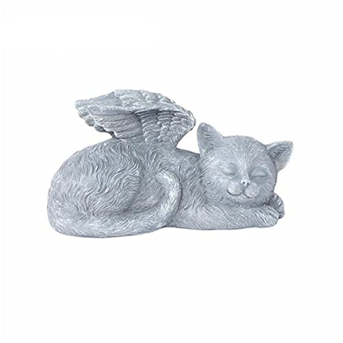 MOOCOCO Angel Dog Cat Memorial Stones Statue, Pet Memorial Stones, Pet Memorial Tombstone Garden Decor Puppy Tombstone Sculpture Ornaments (Angel CAT) - color: Angel Cat