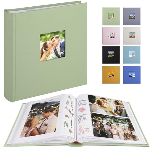 1DOT2 Photo Album with Writing Space, 100 Pages, Linen Cover, Sage Green - color: Sage Green