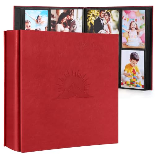 DazSpirit 4x6 Photo Album, 1000 Pockets, Leather Cover with Slip-In Pages - color: Red, size: 1000 Pockets