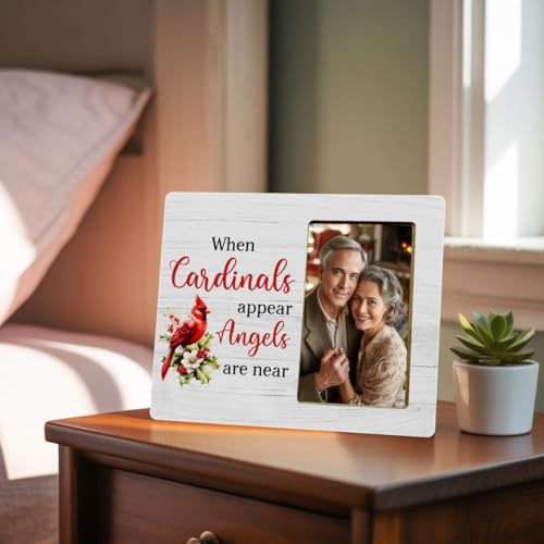 Cardinal Memorial Gifts Picture Frame for Loss of Loved one, Sympathy Gifts Picture Frame, When Cardinals Appear Angels are Near - color: Cardinal