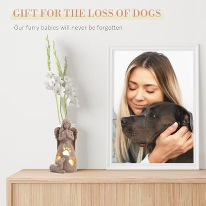 BEARAE Dog Memorial Gifts for Loss of Dogs, Pet Loss Sympathy Gifts, Dog Passing Away Bereavement Gift, Remembrance Grieving Dogs Angel Candle Holder - color: Grey #2