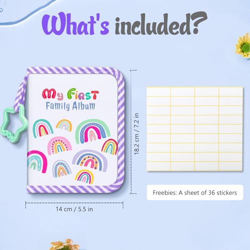 Fintie Baby Photo Album 4x6 Inch, 18 Photos My First Family Soft Album Book | For Newborn/Toddlers/Kids/Baby Shower Memory Birthday Gifts, Family Tree, First Year Milestones Keepsake, Dreamy Rainbow - color: Dreamy Rainbow