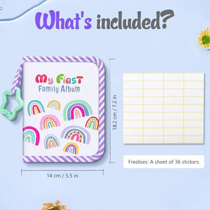 Fintie Baby Photo Album 4x6 Inch, 18 Photos My First Family Soft Album Book | For Newborn/Toddlers/Kids/Baby Shower Memory Birthday Gifts, Family Tree, First Year Milestones Keepsake, Dreamy Rainbow - color: Dreamy Rainbow
