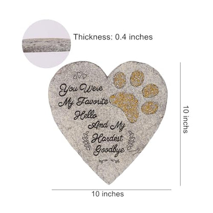 Pet Memorial Stone for Dogs Cats, 10 Inch Heart Shaped Dog Memorial Gifts for Loss of Dog, Pet Loss Sympathy Gift