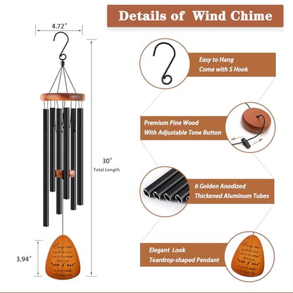 Soopau Sympathy Wind Chimes, Memorial Wind Chimes for Loss of Loved One, Sympathy/Memorial/Bereavement/Condolence Funeral Gifts in Memory of a Loved One Mother Father, 30" Wooden