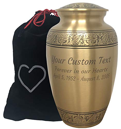 Custom Engraved Embossed Bronze Cremation Urn by Momentful Life - Adult Bronze Cremation Urn