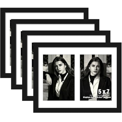 DUENPY 4 Pack 8.5x11 Collage Frame For 2 5x7 Photos Black - color: Black, size: 8.5x11（5x7 opening）-4 Pack