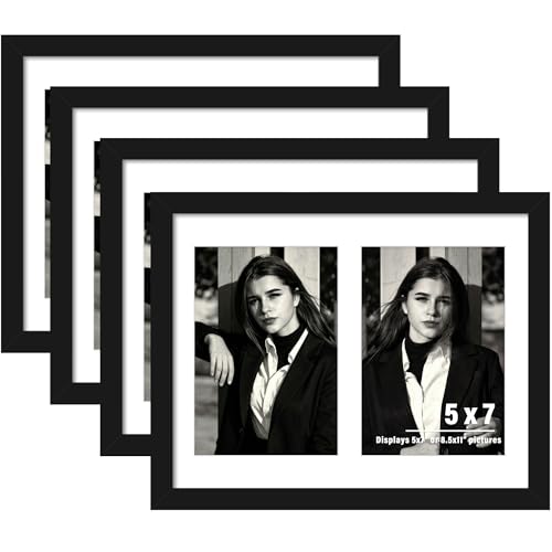 DUENPY 4 Pack 8.5x11 Collage Frame For 2 5x7 Photos Black - color: Black, size: 8.5x11（5x7 opening）-4 Pack