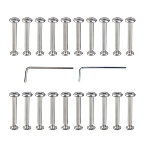 20Sets M3x4mm Binding Post Screw Rivets Stainless Steel Chicago Screws | Silver Barrel Nuts and Bolts, Binding Leather Rivet, Socket Cap Bolt Screws, for Photo Album, DIY Accessories, Furniture - size: M3×4mm, Φ4×25mm